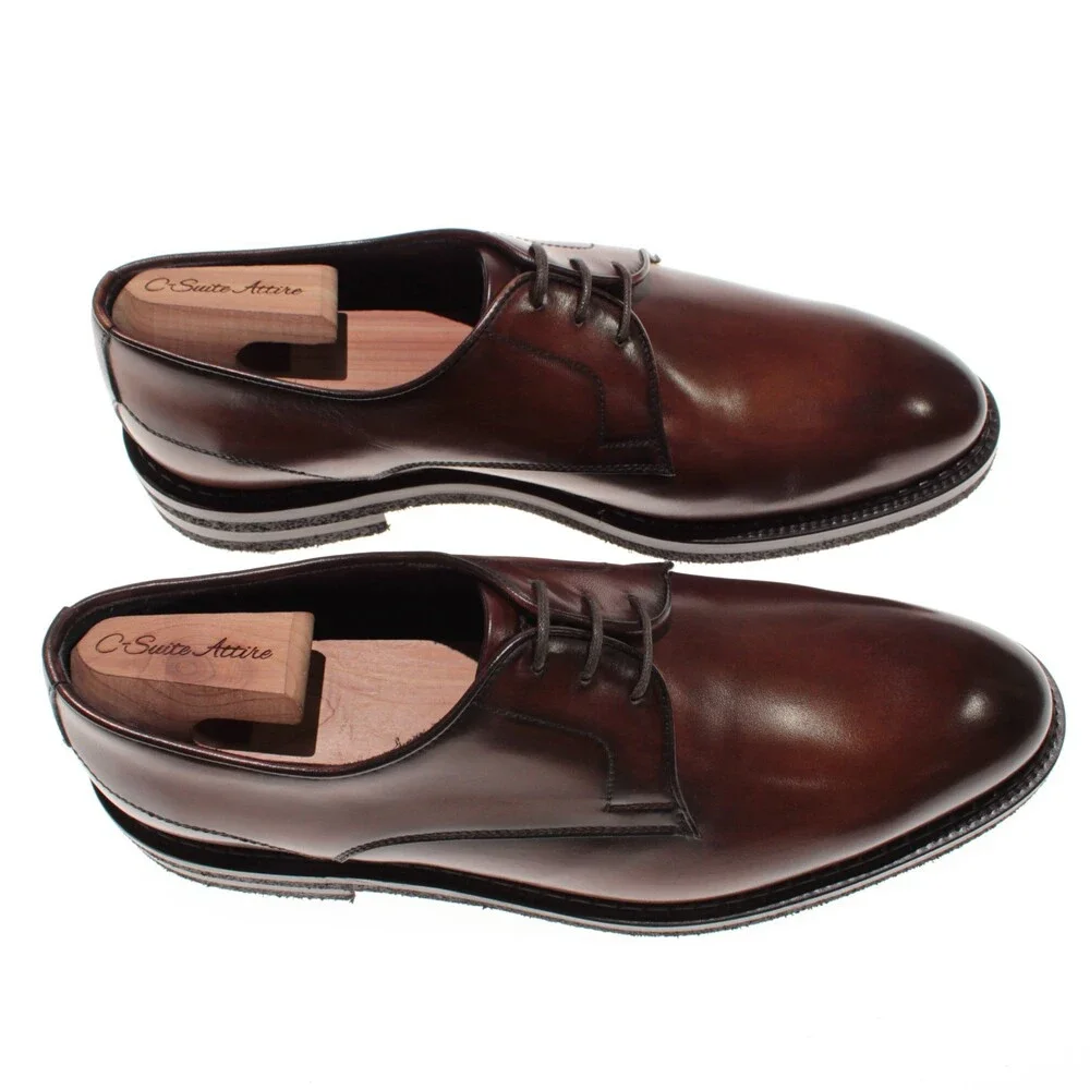 Di Bianco NWD Lace Up Derby Dress Shoes Size 9 US in Brown Leather Made in Italy